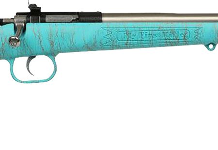 Crickett KSA2446 Gen2 Youth 22 LR 1rd 16.13" Stainless Single Shot Barrel, Stainless Steel Receiver, Blue w/Gold Webbing Fixed Synthetic Stock