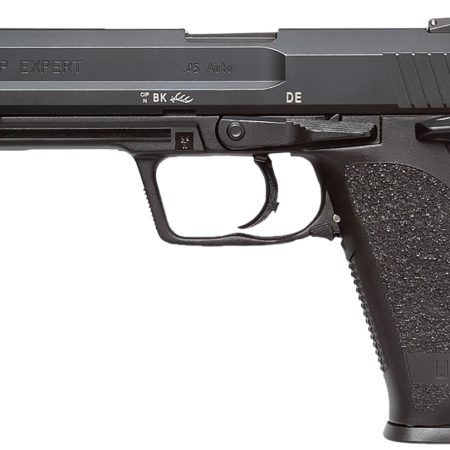 HK 81000365 USP Expert V1 SA/DA 45 ACP Caliber with 5.19" Barrel, 10+1 Capacity, Overall Black Finish, Serrated Trigger Guard Frame, Serrated Long Steel Slide & Polymer Grip Includes 2 Mags