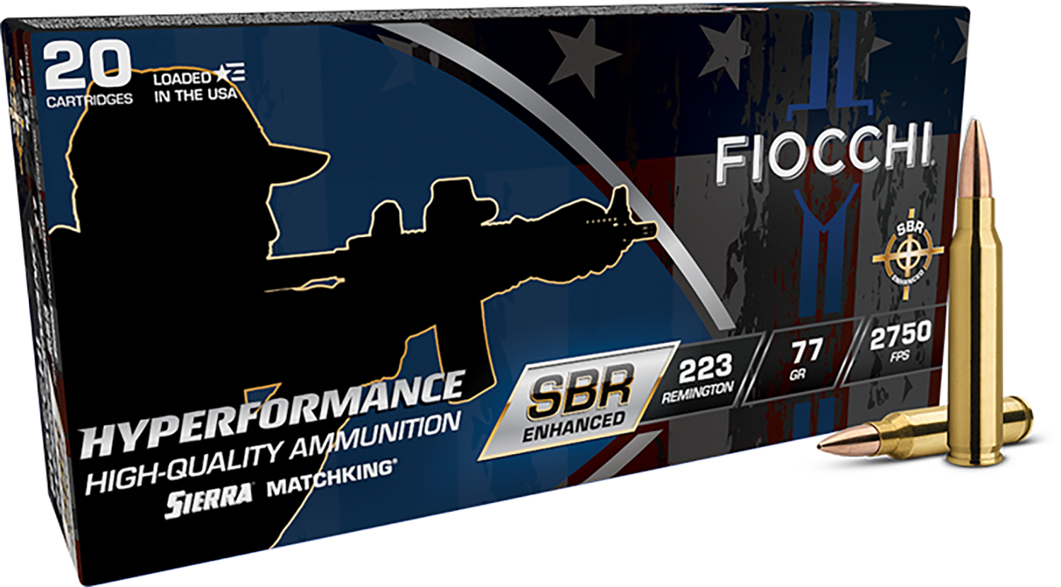 Fiocchi 223SBRD Hyperformance 223Rem 77gr Hollow Point Boat Tail 20 Per Box/10 Case