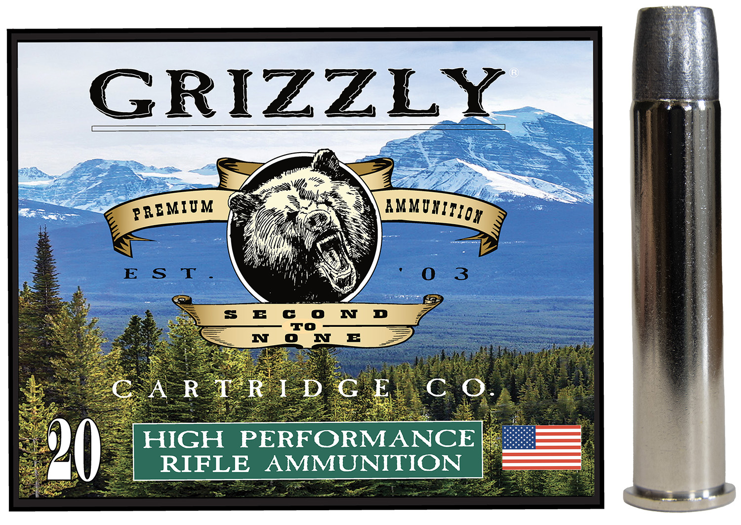 Grizzly Ammo GC45/70+P5 45-70Gov+P 405gr Wide Long Nose Gas Check 20 Per Box/10 Case