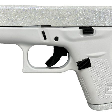 Glock UI4250204NFRST G42 Gen3 Sports South Exclusive 380 ACP 6+1 3.25" Black Steel Barrel, Frost Glitter Cerakote Serrated Steel Slide, Frost Cerakote Polymer Frame, Textured Polymer Grip, USA Made