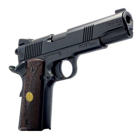 Dickinson LLC DKSN9BB 1911 Adam Full Size Frame 45 ACP 8+1 4.37" Black Button Rifled Barrel, Matte Black Serrated Aluminum Slide, Black Steel Frame, Wood Grips