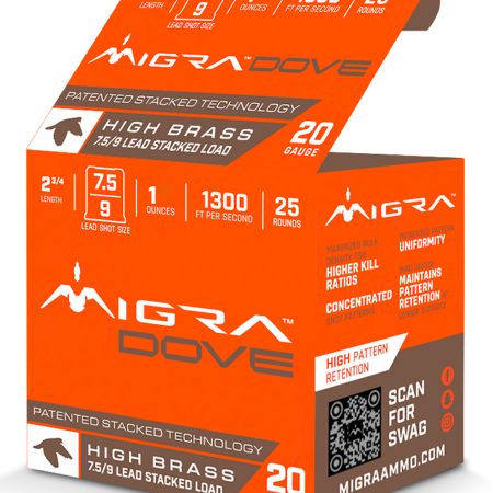 Migra Ammunitions M20LF7.59  Dove 20Gauge 2 3/4" 1oz 7.5/9Shot 25 Per Box/10 Case
