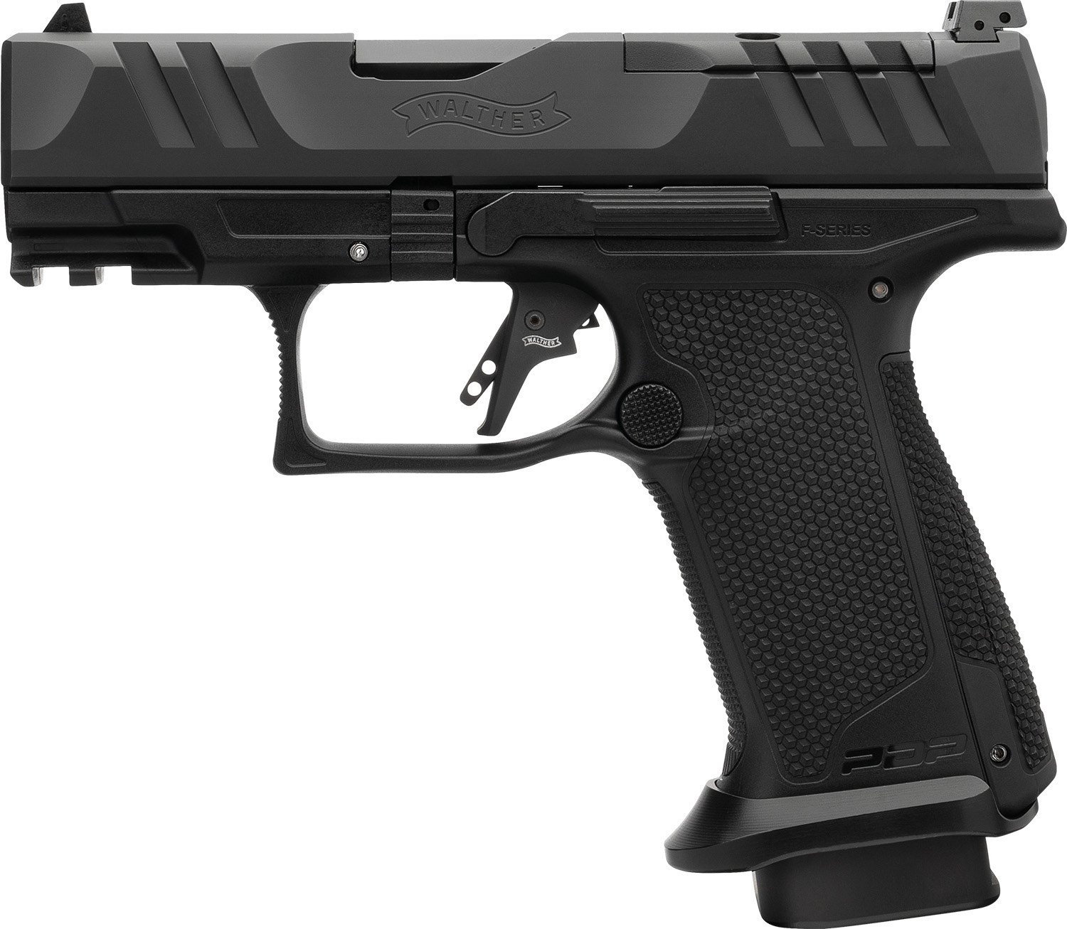 Walther Arms 4797054 PDP F-Series Pro E 9mm Luger 10+1 3.50" Black Steel Barrel, Black Optic Ready/Serrated Steel Slide, Black Polymer Frame w/Picatinny Rail, Interchangeable Backstrap Grip