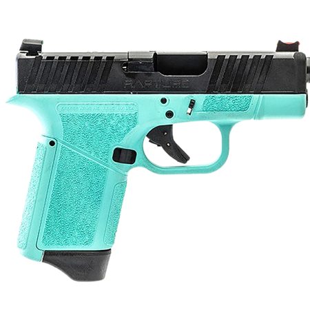 Gforce Arms GF932512RB Rapture  Sub-Compact Frame 9mm Luger 12+1 3.25" Black Barrel, Black Cerakote Steel Optic Cut/Serrated Slide, Robin Egg Blue Cerakote Polymer Frame, Shield RMSc/RMR Footprint