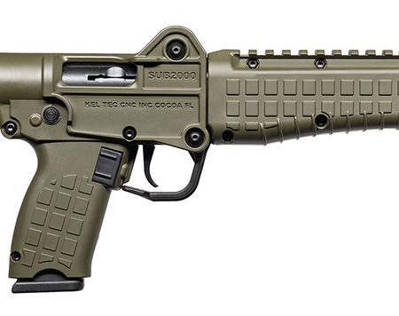 Kel-Tec SUB2K10GLKGRN SUB2000 Gen3 10mm Auto 15+1 16.15" Black Threaded Barrel, OD Green Picatinny Rail Receiver, M-LOK Handguard, Rotating Forend, 3 Position Adj OD Green Polymer Stock, Glock 20 Grip