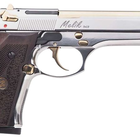 Derya Firearms 10L.MELIK9.NG.TR Melik 9mm Luger 10+1 4.90" Gold TiN Steel Barrel, Black Melonite Serrated Steel Slide, Black Aluminum Frame, Black Polymer Grip
