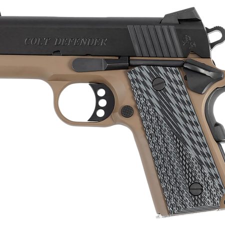 Colt Mfg O7800XEFDE Defender  45 ACP 7+1 3" Black Carbon Steel Serrated Slide, Flat Dark Earth Aluminum Frame w/Beavertail, G10 Grip