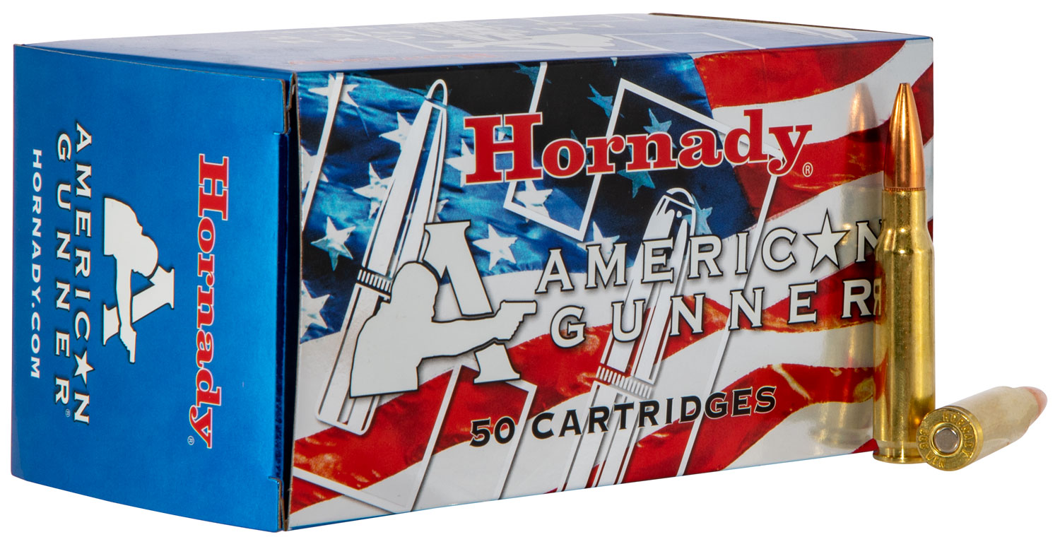 Hornady 80967 American Gunner 308Win 155gr Hollow Point Boat Tail 50 Per Box/10 Case