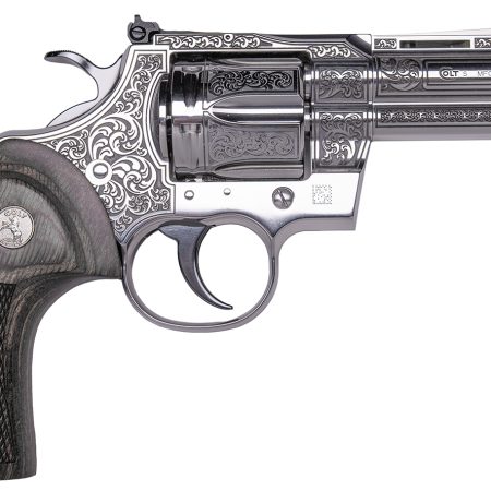 Cnc Firearms CNCPYNRES4 Colt Python Renaissance 357 Mag 6 Shot 4.25" Stainless Engraved Barrel, Cylinder & Frame, Walnut Grip