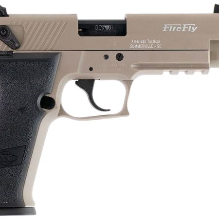 GSG GERG2213TFFTA FireFly  22 LR 13+1 4.90" Black Threaded Barrel, Tan Aluminum Serrated Slide, Tan Aluminum Frame w/Picatinny Rail, Textured Grip