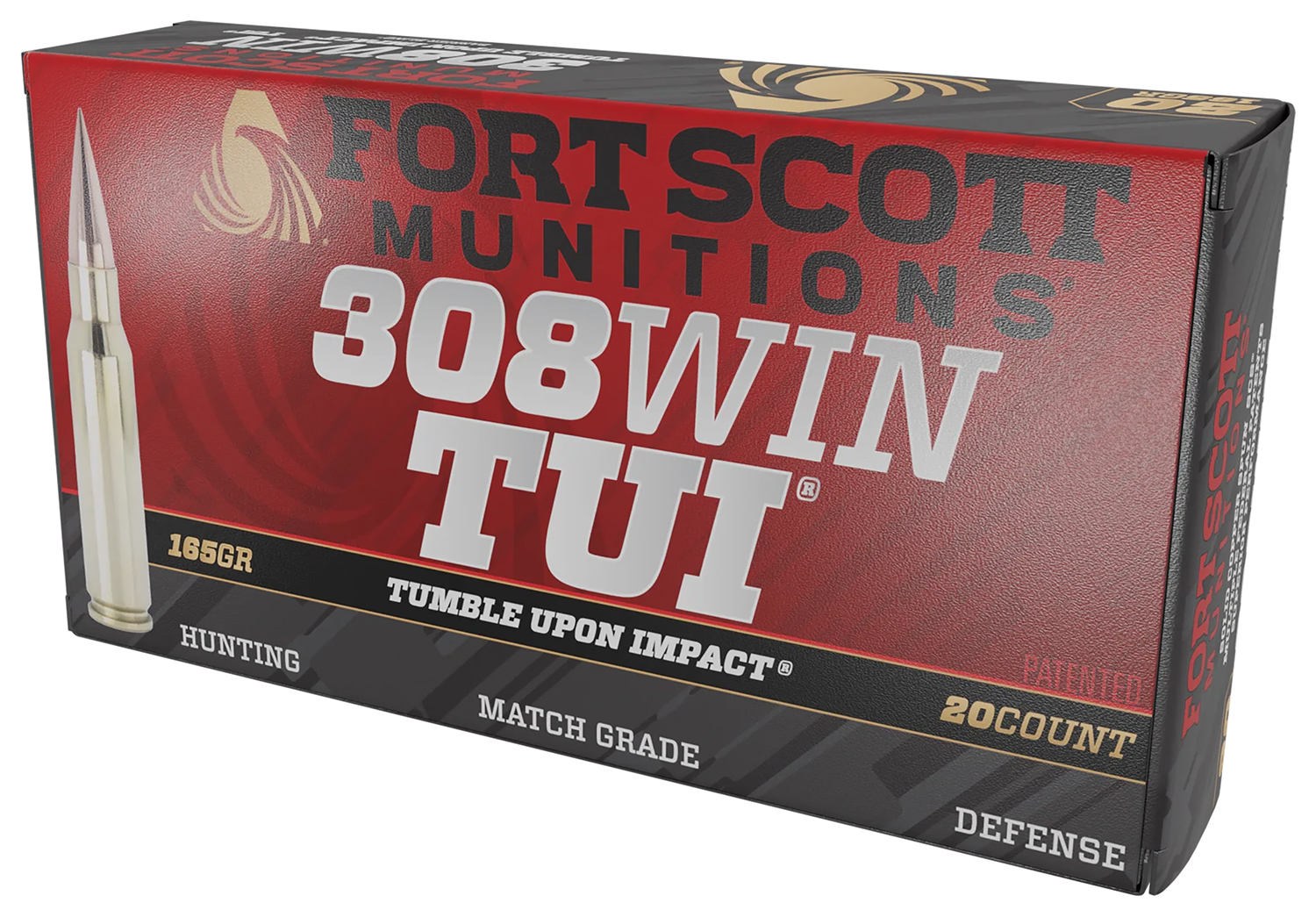 Fort Scott Munitions 308-165-SCV22 Tumble Upon Impact (TUI) 308Win 165gr Solid Copper Spun 20 Per Box/10 Case