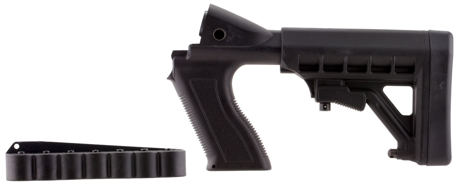 Archangel AA50088 Tactical Pistol Grip Stock Black Synthetic 6 Position with Shell Holder for 12 Gauge Mossberg 500, 590; Maverick 88
