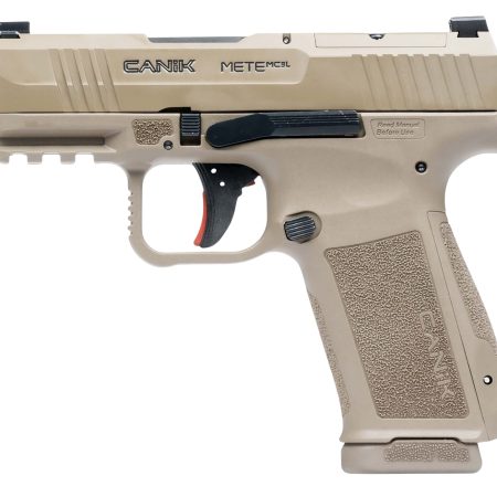 Canik HG7884CAD-N Mete MC9L *CA Compliant 9mm Luger 10+1 3.18" Black Steel Barrel, Desert Cerakote Steel Serrated Slide, Flat Dark Earth Polymer Frame w/Picatinny Rail, Interchangeable Backstrap Grip