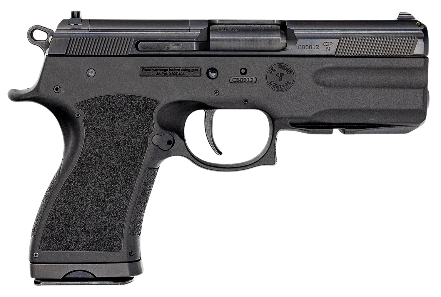 FK Brno US TMTPSDC PSD Compact Frame 7.5 FK 14+1 4.30" Black Nitride Tilting Steel Barrel, Dark Gray Nitride Steel Optic Cut/Serrated Slide, Black Polymer Frame w/Accessory Rail, Textured Grip