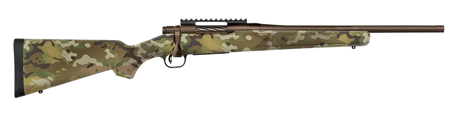 Mossberg 28278 Patriot Compact 6.5 Creedmoor 4+1 18" Patriot Brown Cerakote Threaded Bull Barrel, Patriot Brown Cerakote Steel Receiver w/Picatinny Rail, MultiCam Fixed Synthetic Stock