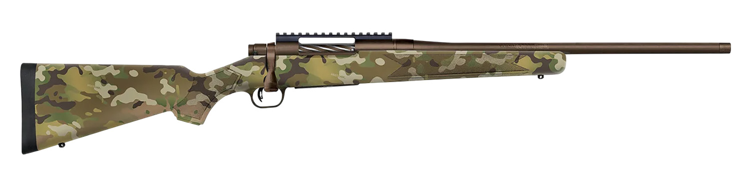 Mossberg 28283 Patriot Compact 300 Win Mag 4+1 20" Patriot Brown Cerakote Threaded Bull Barrel, Patriot Brown Cerakote Steel Receiver w/Picatinny Rail, MultiCam Fixed Synthetic Stock