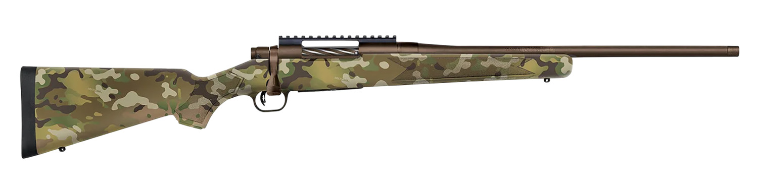Mossberg 28284 Patriot Compact 7mm PRC 3+1 20" Patriot Brown Cerakote Threaded Bull Barrel, Patriot Brown Cerakote Steel Receiver w/Picatinny Rail, MultiCam Fixed Synthetic Stock