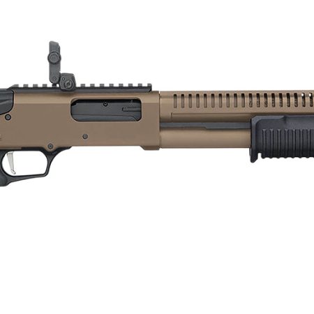 Mossberg 50758 590R  12 Gauge Pump 3" 6+1 18.50" Flat Dark Earth Cerakote Heat Shield Barrel, Flat Dark Earth Cerakote Steel Receiver, Black AR Mil-Spec Adjustable Synthetic Stock, Black Magpul Grip