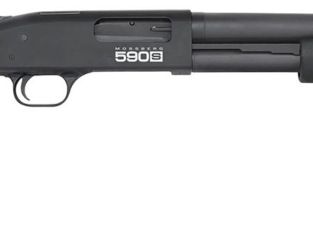 Mossberg 51609 590S  12 Gauge Pump 3" 10+1 18.50" Matte Blued Heavy Walled Barrel, Drilled & Tapped Black Receiver, Fixed Black Synthetic Stock