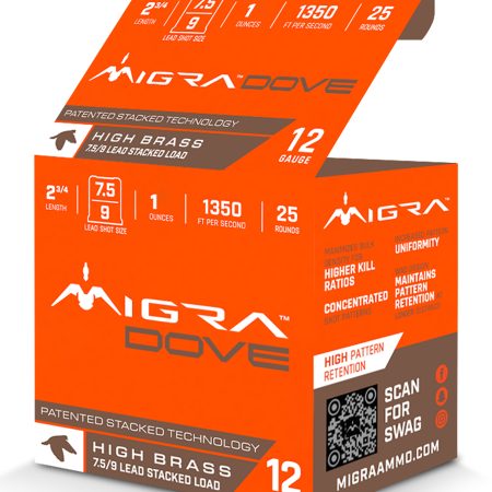 Migra Ammunitions M12LF7.59  Dove 12Gauge 2 3/4" 1oz 7.5/9Shot 25 Per Box