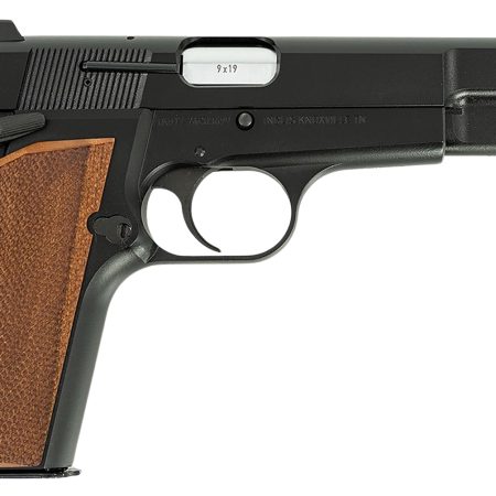 Inglis 12000009 P-35  Full Size Frame 9mm Luger 15+1 4.70" Hard Chrome Plated Button Rifled Barrel, Black Cerakote Steel Serrated Slide, Black Cerakote Steel Frame, Walnut Checkered Grip