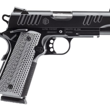 Alpha Foxtrot AA01X1CND-XQBK10 AF1911 Enhanced 9mm Luger 10+1 4.25" Stainless Bull Barrel, Black QPQ Stainless Steel Serrated Slide, Black QPQ Stainless Steel Checkered Frame w/Beavertail, G10 Grip
