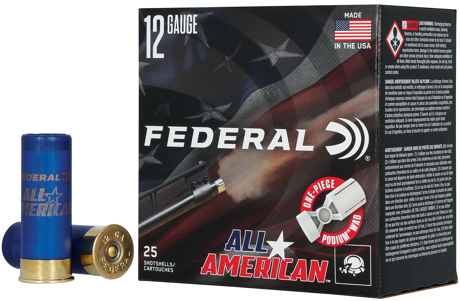 Federal FAA12HC8 All-American 12Gauge 2.75" 1 1/8oz 8Shot 25 Per Box/10 Case