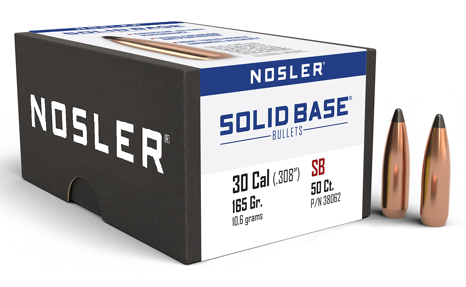 Nosler 38062 Solid Base 30Cal 165gr Soft Point 50CT