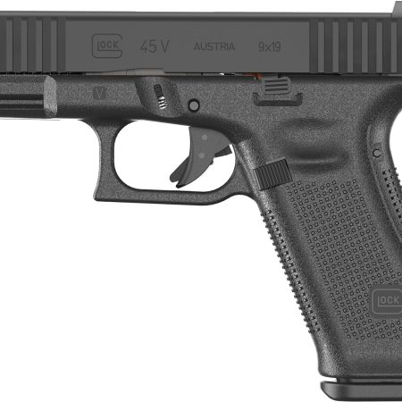 Glock PV4550203 G45 V Crossover 9mm Luger 17+1 4.02" Black GMB Barrel, Black nDLC Steel Serrated Slide, Black Polymer Frame w/Accessory Rail, Textured polymer Grip, Ambidextrous