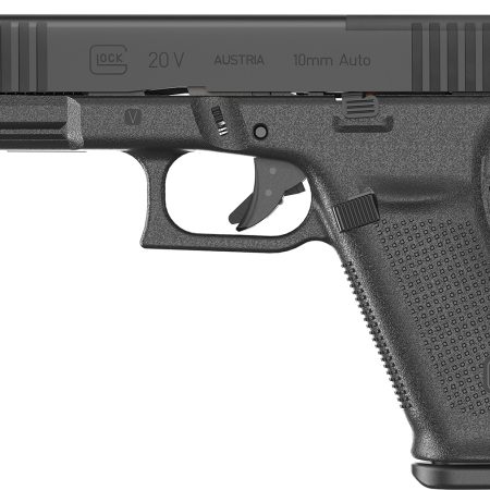 Glock UV2050201MOS G20 V MOS Standard 10mm Auto 10+1 4.61" Black Barrel, Black nDLC Steel Optic Ready/Serrated Slide, Black Polymer Frame w/Accessory Rail, Interchangeable Backstrap, Ambidextrous