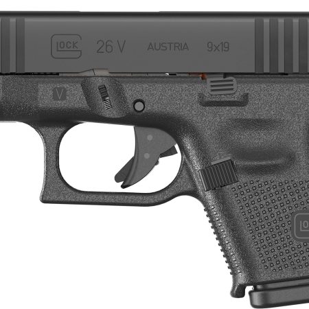 Glock UV2650201 G26 V Sub-Compact Frame 9mm Luger 10+1 3.43" Black GMB Barrel, Black Steel Serrated Slide, Black Polymer Frame, Textured Polymer Grip, Ambidextrous