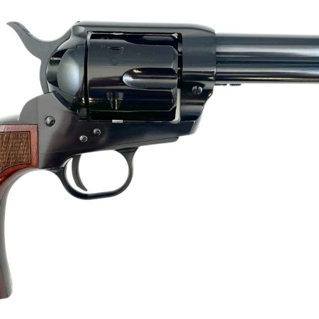 Taylors & Company 200107 1873 Pietta 9mm Luger 6 Shot 4.75" Blued Round Barrel, Blued Cylinder & Steel Frame, Walnut Checkered Army Style Grip, Manual Safety, Exposed Hammer