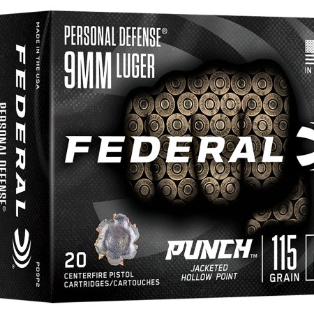 Federal PD9P2 Punch  9mmLuger 115gr Jacketed Hollow Point 20/Box