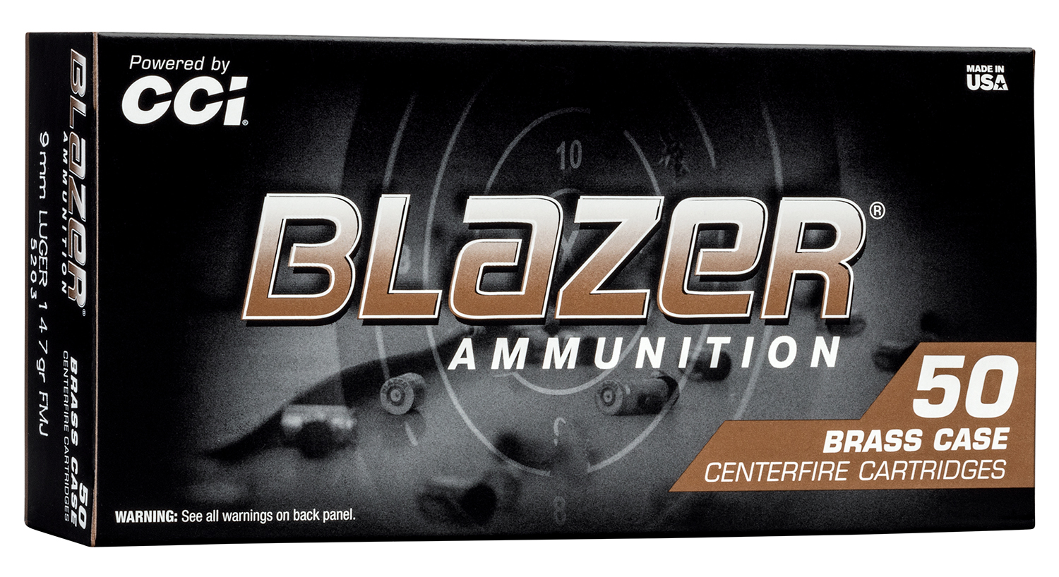 CCI 5203S Blazer 9mmLuger 147gr Total Metal Jacket 50/Box