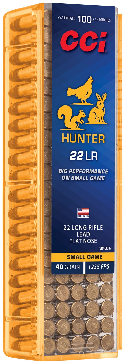 CCI 3R40LFN Hunter 22LR 40gr Lead Flat Nose 100 Per Box/50 Case