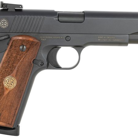 Dickinson LLC DKSN45B 1911 Adam B 45 ACP 7+1 5" Black Button Rifled Barrel, Black Steel S Serrations Slide, Black Steel Frame, Wood Grip
