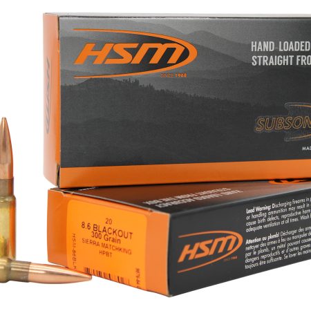 HSM 86BLK1N   8.6Blackout 300gr Hollow Point Boat Tail 20 Per Box/25 Case