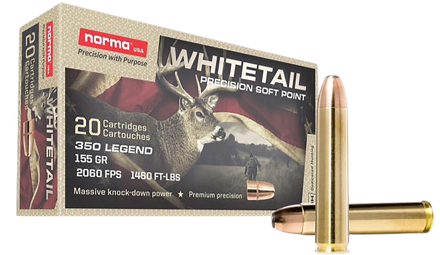 Norma Ammunition 603404704 Whitetail 350Legend 155gr Soft Point 20 Per Box/10 Case