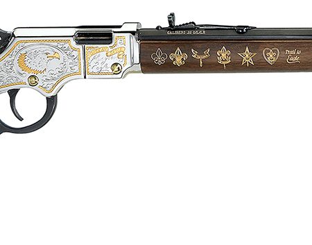 Henry H004ES2 Golden Boy Eagle Scout Tribute 2nd Edition 22 S/L/LR 16+1 20" Blued Octagon Barrel, Nickel Plated w/Selective 24kt Gold Plating Drilled & Tapped Receiver, American Walnut Straight