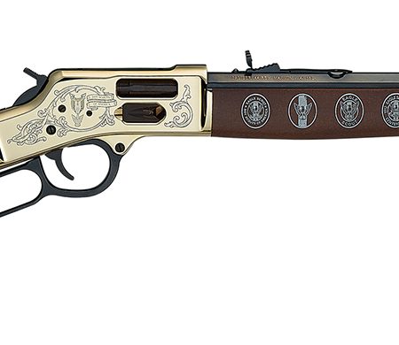 Henry H006GES2 Eagle Scout Centennial Tribute 2nd Edition 44 Special/44 Mag 10+1 20" Blued Octagon Barrel, Polished Brass w/Nickel Plating Drilled & Tapped Receiver, American Walnut Straight Stock