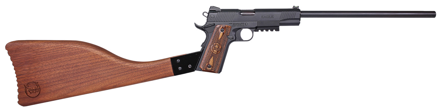 Iver Johnson Arms 1911CARBINEG2 1911 Gen2 Carbine 45 ACP 8+1 16" Black Oxide Barrel, Black QPQ Steel Receiver, Walnut Removable Walnut Stock & Dymondwood Engraved w/Logo Grip