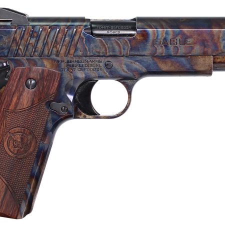 Iver Johnson Arms EAGLECC Eagle Gen2 CC Government 45 ACP 8+1 5" Polished Black PVD Crowned Barrel, Color Case Hardened Steel Serrated Slide & Steel Frame w/Beavertail, Dymondwood Engraved w/Logo Grip