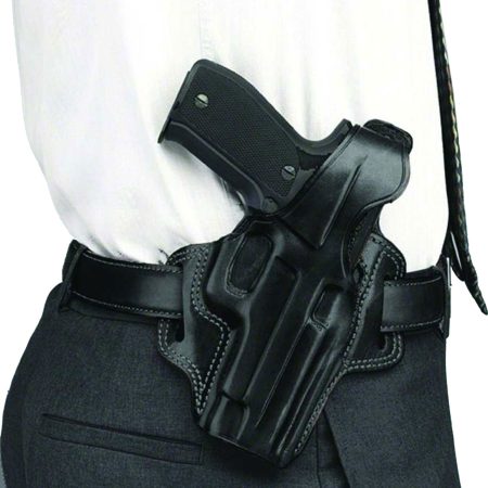 Galco FL226B Fletch OWB Black Leather Belt Slide Compatible w/Glock 19 Gen1-5/19X/23 Gen2-5/32/45 Belt Up to 1.75" Wide Right Hand