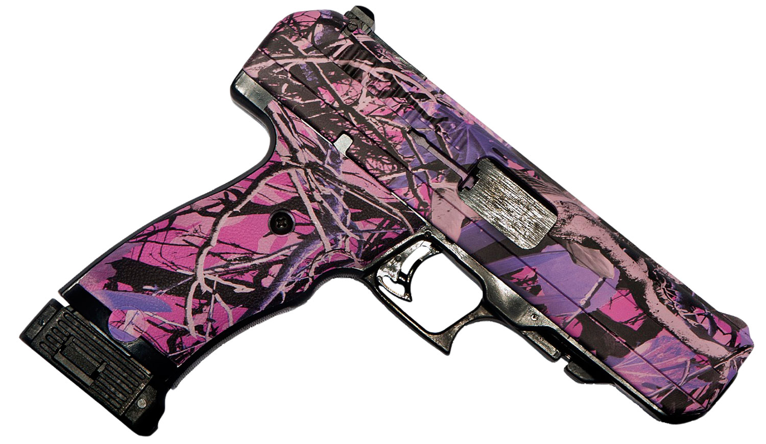 Hi-Point 34510PI JHP 45 ACP 9+1 4.50" Black Steel Barrel, Hydro-Dipped Pink Camo Serrated Steel Slide, Polymer & Grip