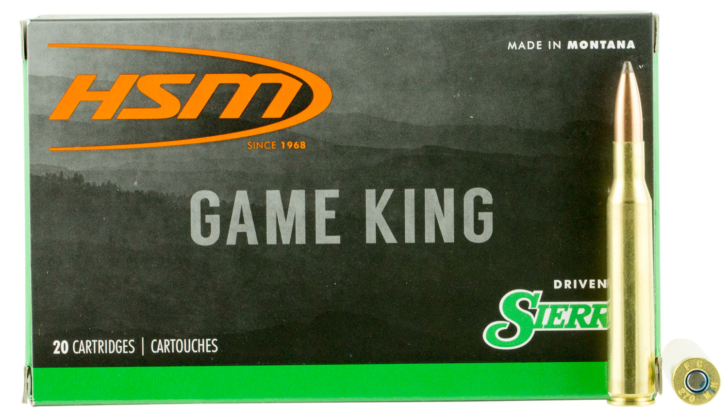 HSM 27012N Game King 270 Win 130 gr Sierra GameKing Spitzer Boat Tail 20 Per Box/ 20 Case