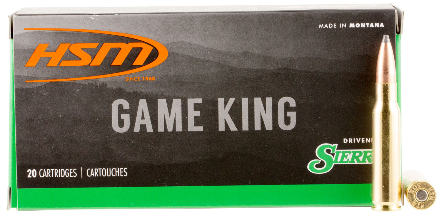 HSM 30841N Game King 308 Win 150 gr Sierra GameKing Spitzer Boat Tail 20 Per Box/ 25 Case