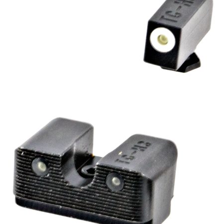 TruGlo TG231G2W Tritium Pro High, White Outline Tritium Front/ Green Tritium Rear/Black Nitride Fortress Frame, Compatible w/Most Glock Except MOS, Front Post/Rear Dovetail Mount