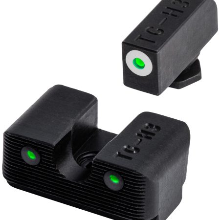 TruGlo TG231G1W Tritium Pro Low, White Outline Tritium Front/Green Tritium Rear/Black Nitride Fortress Frame, Compatible w/Most Glock Except MOS, Front Post/Rear Dovetail Mount