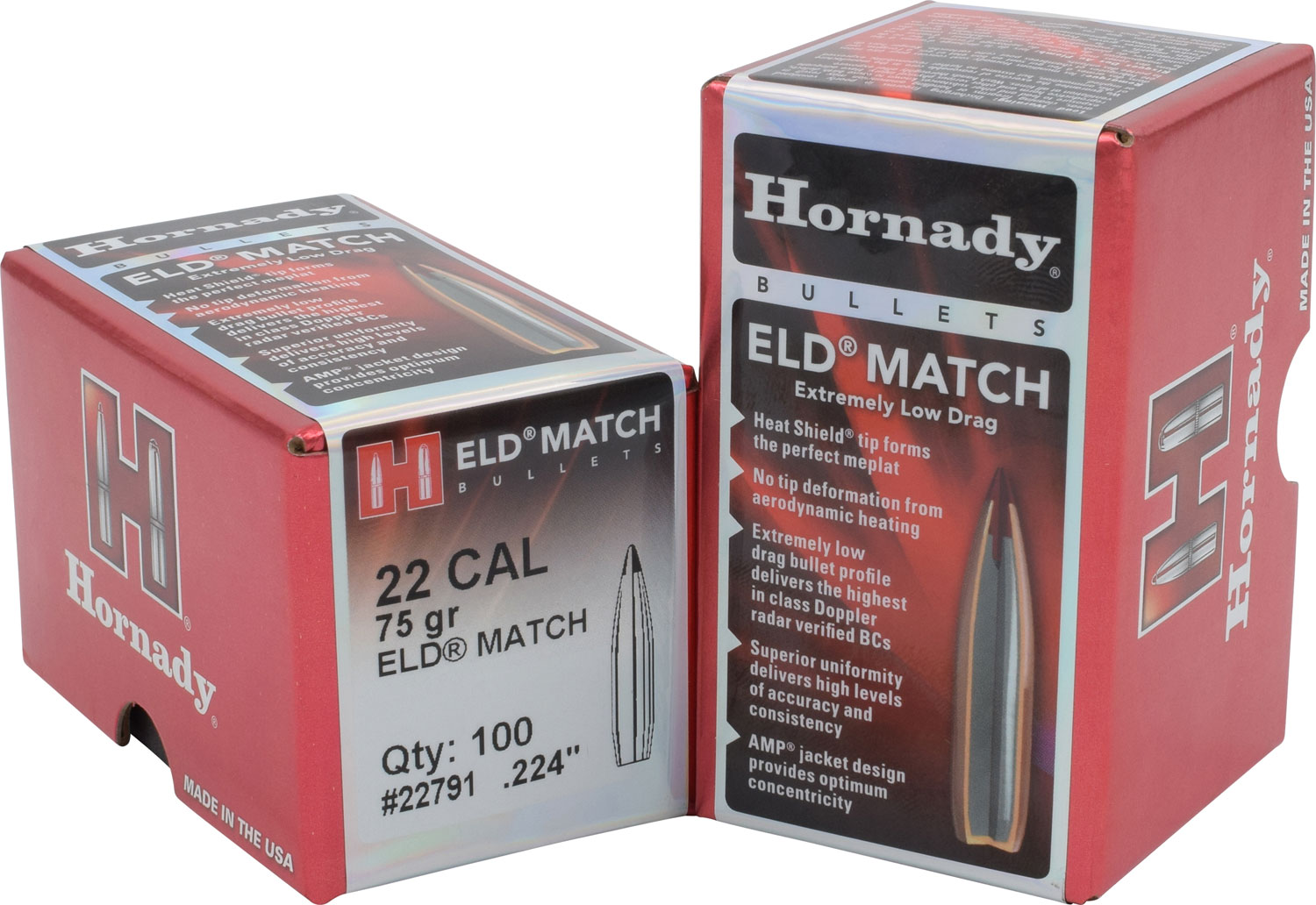 Hornady 22791 ELD Match 22 Cal .224 75 gr Extremely Low Drag Match 100 Per Box/ 25 Case